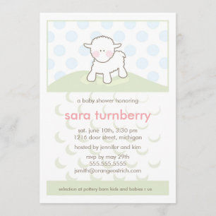 Invitación de Baby Shower - pequeño cordero