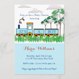 Invitación de Baby Shower - pequeño tren