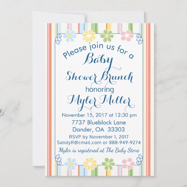 Invitación de Baby Shower "Picnic Floral Invite 2" (Anverso)