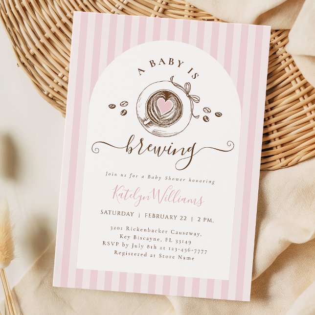 Invitación de Baby Shower 'Pink Baby Is Brewing Co (Subido por el creador)