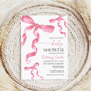 Invitación de Baby Shower Pink Bow