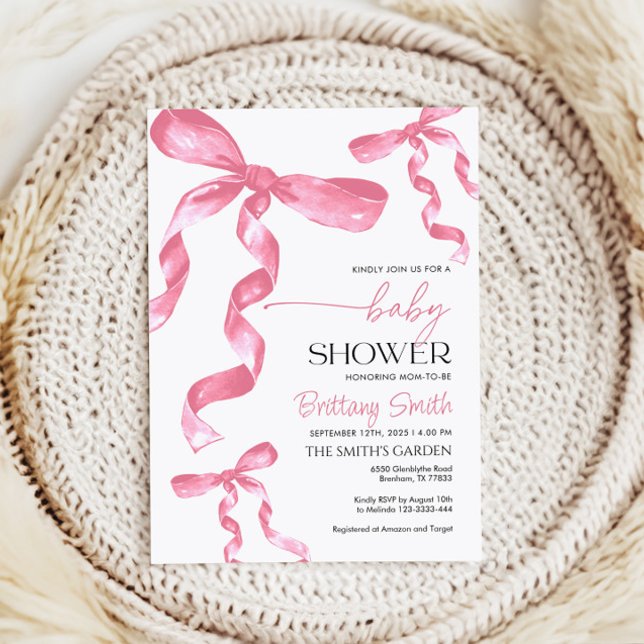 Invitación de Baby Shower Pink Bow (Subido por el creador)