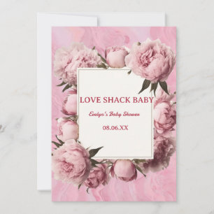 Invitación de Baby Shower Pink Bow Love Shack - El