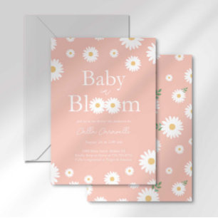 Invitación de Baby Shower Pink Daisy Baby en Flor