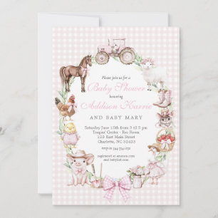 invitación de baby shower Pink Farm