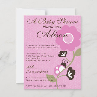 Invitación de Baby Shower Pink Ladybug