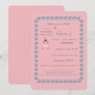 Invitación de Baby Shower Pink Princess Flo eleg