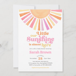 Invitación de Baby Shower Pink Sunshine