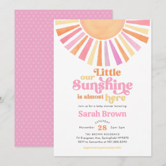 Invitación de Baby Shower Pink Sunshine