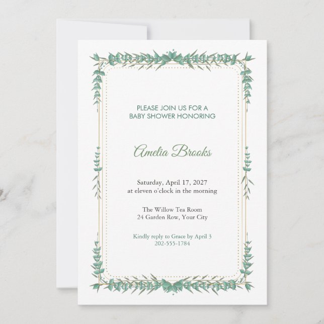 Invitación de baby shower Pinpoint Sprout (Anverso)