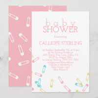 Invitación de Baby Shower Pins Pins Pastel de paña