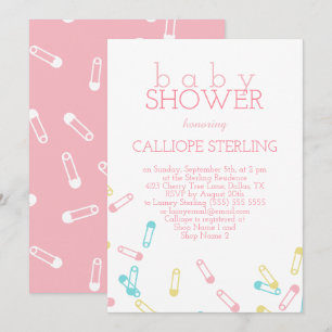 Invitación de Baby Shower Pins Pins Pastel de paña
