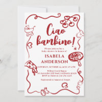 Invitación de Baby Shower 'Pizza Party, Ciao Bambi