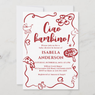 Invitación de Baby Shower 'Pizza Party, Ciao Bambi