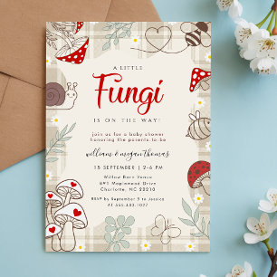 Invitación de Baby Shower Plaid Check Fungi Caraco