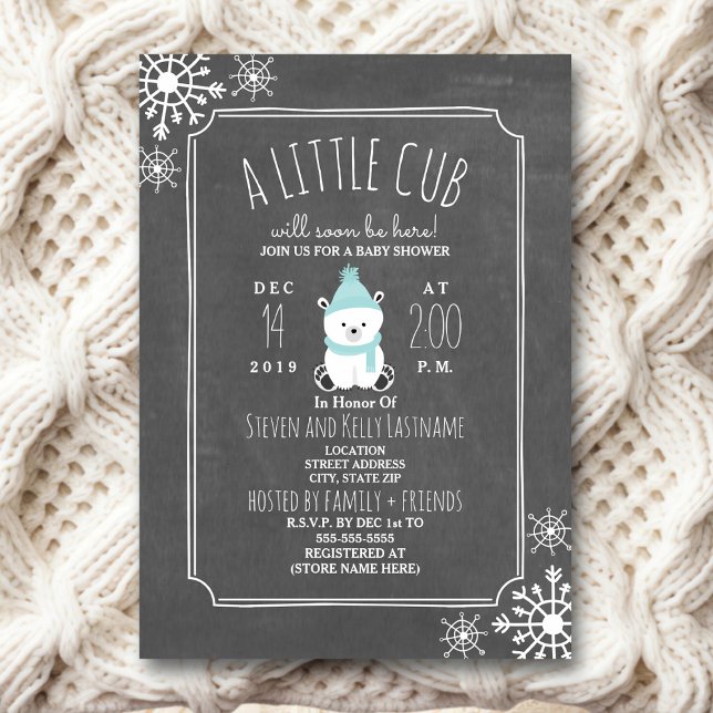 Invitación de Baby Shower Polar Bear Boy Winter (Subido por el creador)