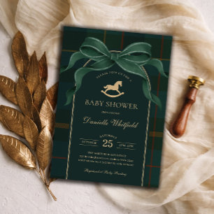 Invitación de Baby Shower Polo de Cuadro Ecuestre 