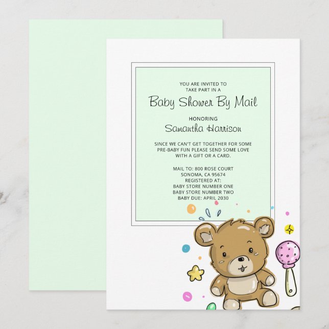 Invitación de Baby Shower por correo (Anverso / Reverso)