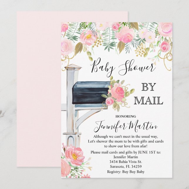 Invitación de Baby Shower por correo (Anverso / Reverso)