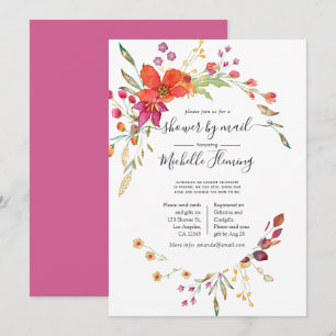 Invitación de baby shower por correo de flores sil