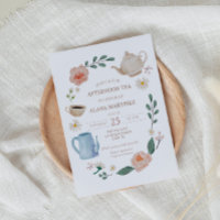 Invitación de Baby Shower por la tarde al té