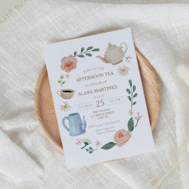 Invitación de Baby Shower por la tarde al té