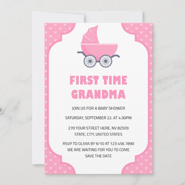 Invitación de Baby Shower por primera vez a la abu (Anverso)