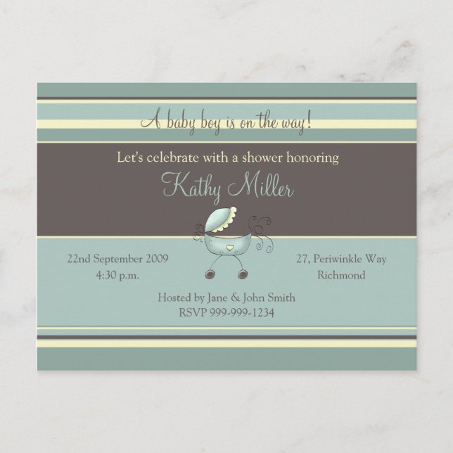 Invitación de Baby Shower por tiras (Boy) (Anverso)