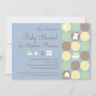 Invitación de Baby Shower Powder Blue Dots Boy