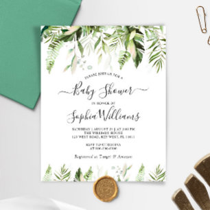 Invitación de Baby Shower Presupuesto Hojas Tropic