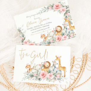 Invitación de Baby Shower Presupuesto Jungla Anima