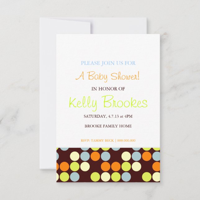 Invitación de Baby Shower| Puntos|trabajo (Anverso)