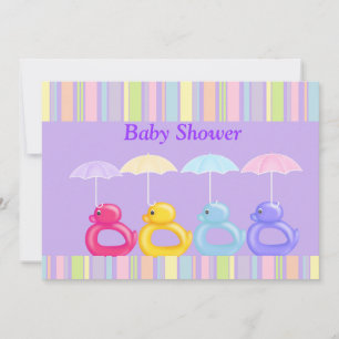 INVITACIÓN DE BABY SHOWER PURPLE STRIPE MULTI DUCK