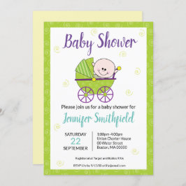 Invitación de Baby Shower que incluye transporte p
