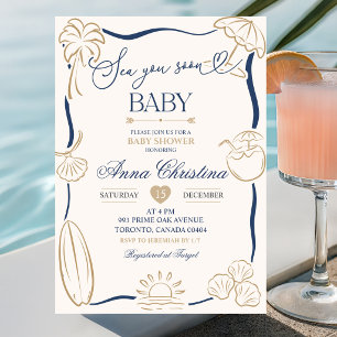 Invitación de Baby Shower Quirky Sea You Soon