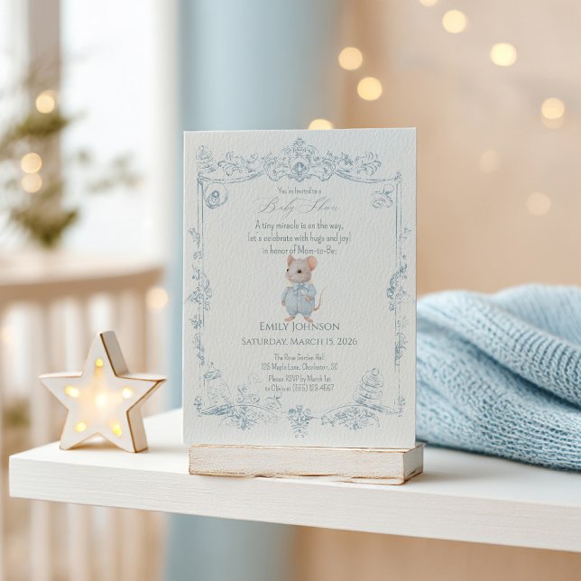 Invitación de Baby Shower Ratón Pequeño Dulce (Subido por el creador)