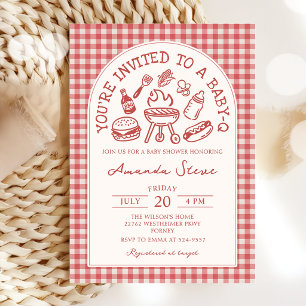 Invitación de Baby Shower Red Baby Q Backyard BBQ