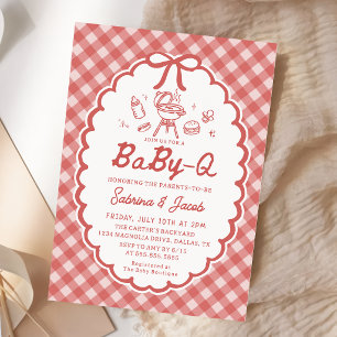 Invitación de Baby Shower Red Barbecue Baby-Q