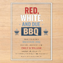 Invitación de Baby Shower Red White and Due BBQ