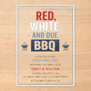 Invitación de Baby Shower Red White and Due BBQ