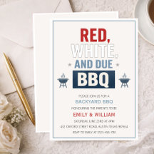 Invitación de Baby Shower Red White and Due BBQ