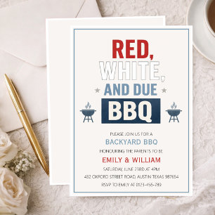 Invitación de Baby Shower Red White and Due BBQ