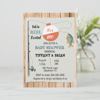 Invitación de Baby Shower Reel Agitado Chico Pesca