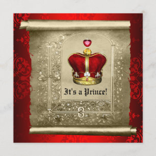 Invitación de Baby Shower Regal Royal Red Prince