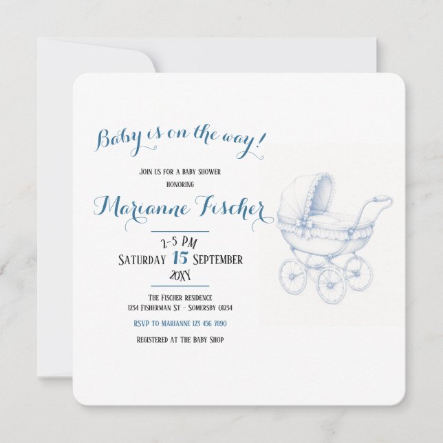 Invitación de Baby Shower Retro (Anverso)
