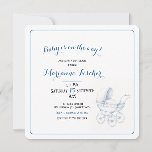 Invitación de Baby Shower Retro (Anverso)