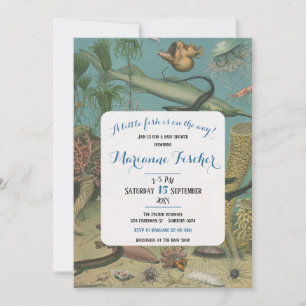 Invitación de baby shower retro bajo el mar