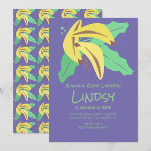 Invitación de baby shower Retro Banana Purple Baby