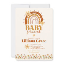 Invitación de Baby Shower Retro Boho