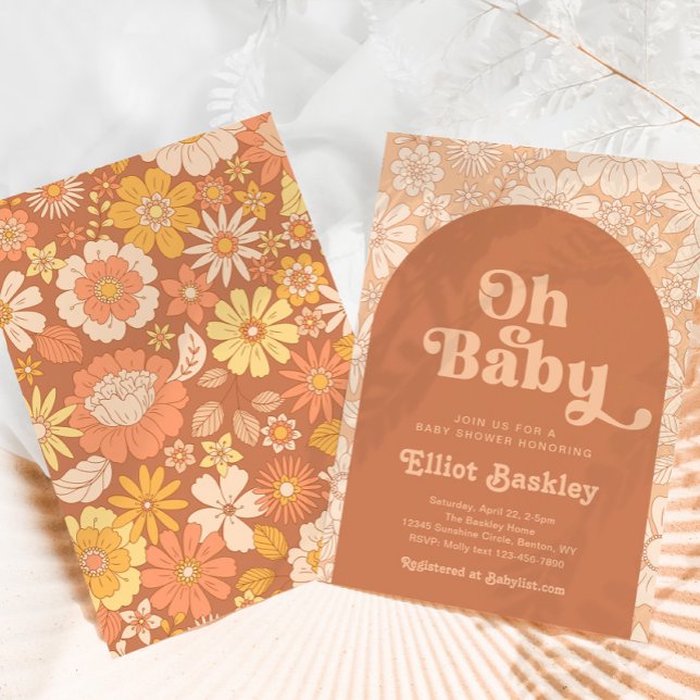 Invitación de Baby Shower retro | Boho Baby Shower (Subido por el creador)